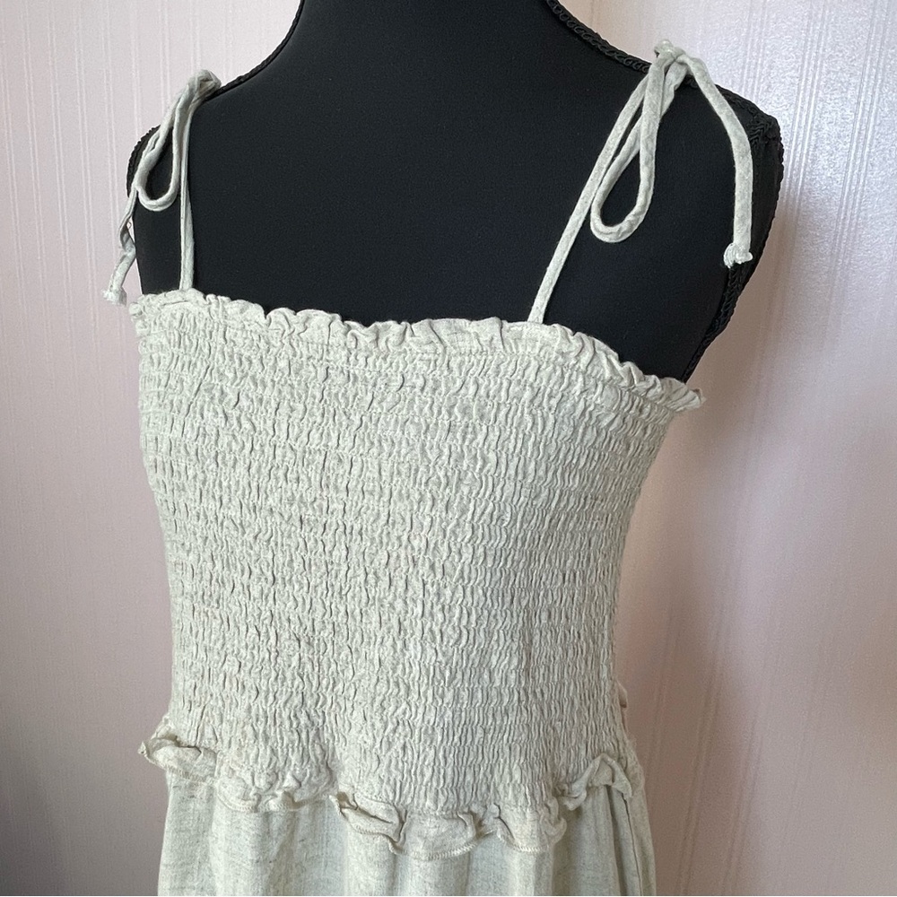 Wild Fable smocked mini linen‎ blend sun dress bohemian coquette cottage core
